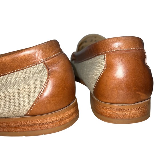 GH Bass Weejuns Mens 10.5 Penny Loafers Vachetta British Tan Canvas Leather main image 4